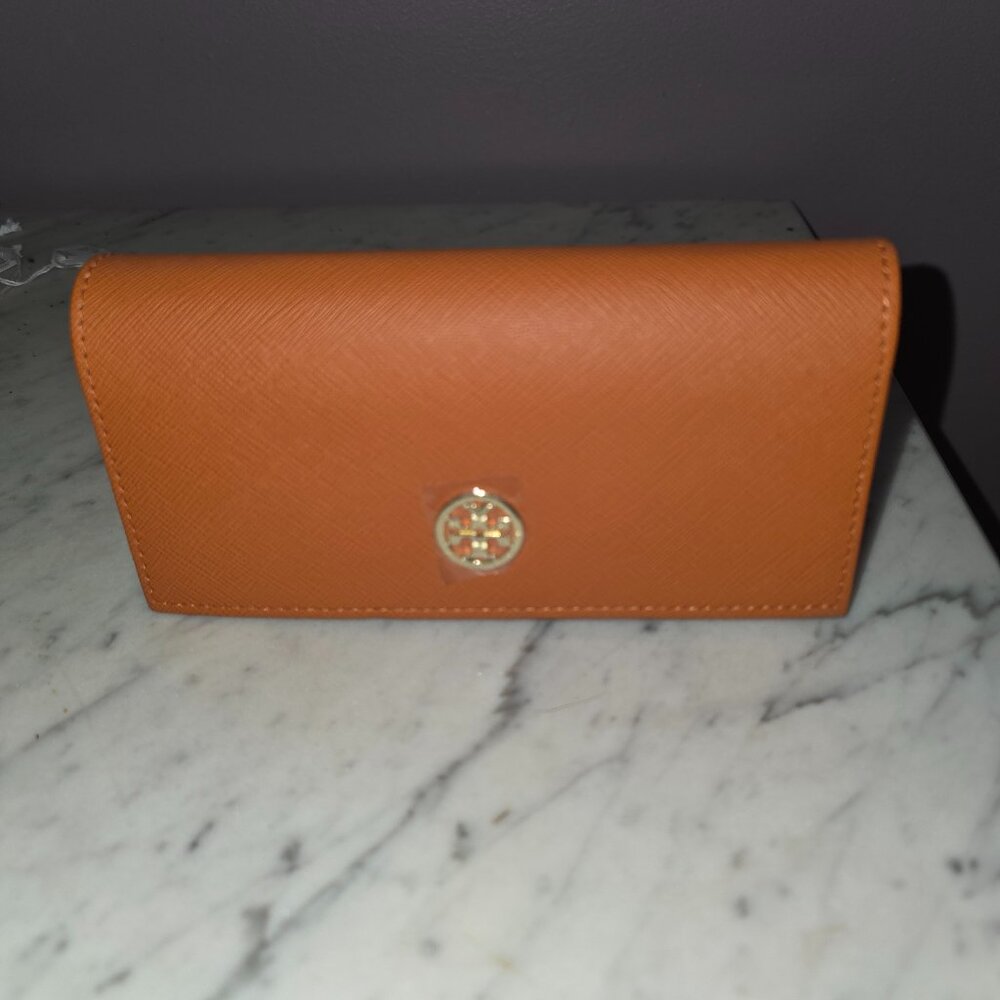 Tory Burch Orange Saffiano Leather Eyeglass Case w/ Cloth